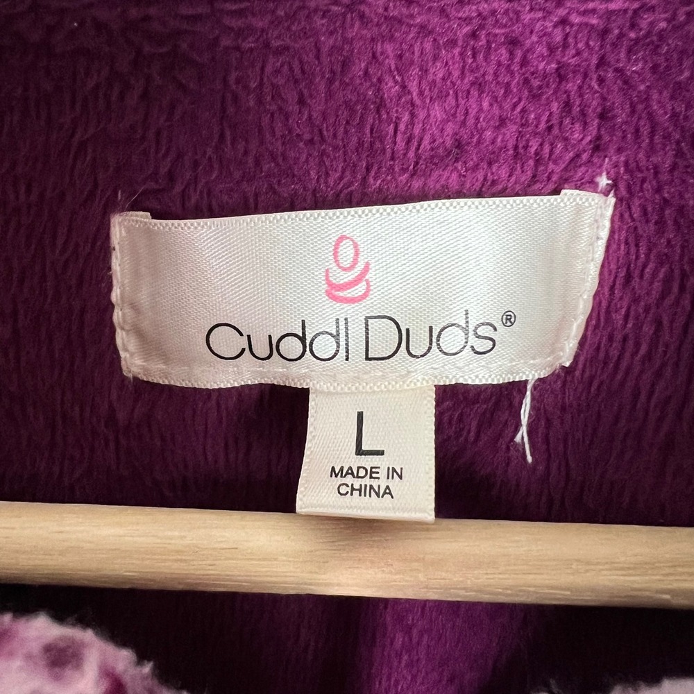 Cuddl Duds Zip Up Jacket Womens Large‎ Purple Sherpa Collar Fleece Lined Pockets - Picture 3 of 10